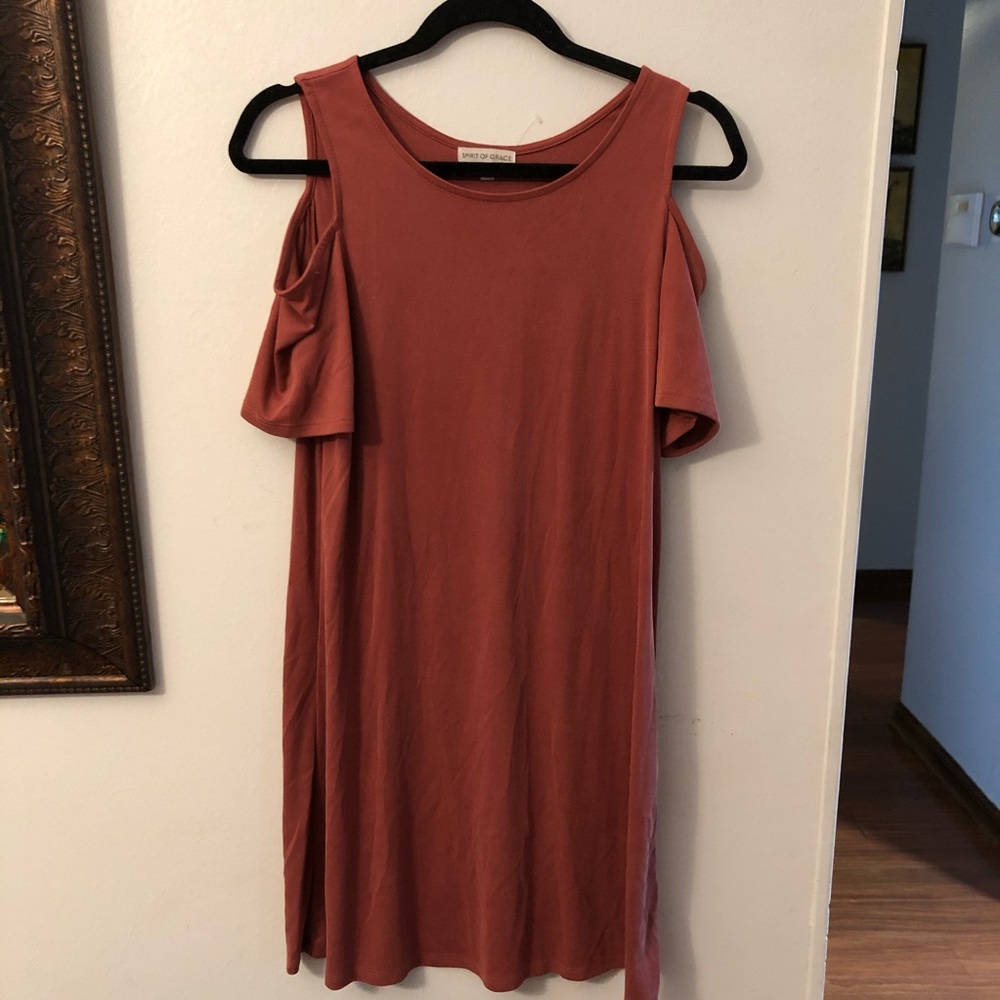 Spirit of Grace Casual Cut Out Shoulders Dress